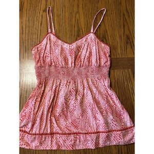 Womens Y2K 2000s Coquette Smocked Embroi Cami Tank Top Sz Medium Babydoll Fairy‎